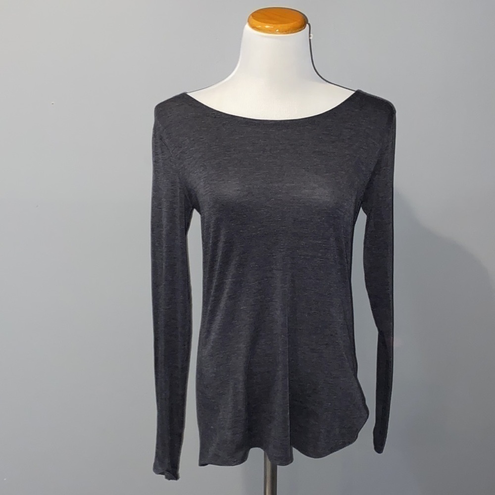 Athleta Charcoal Heathered Gray Long Sleeve Top Small